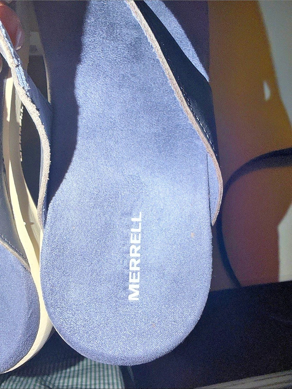 Merrell District 4 Luxe Slide Sandals Blue Black Leather-Like US 10 NWT - Picture 8 of 8